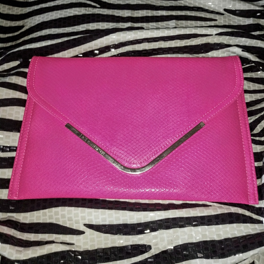 BCBGeneration Hot Pink Snake Print Clutch